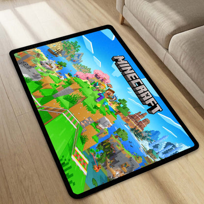 Minecraft Floor Mat | Pixel World Gaming Flat Rug | Anti-Slip 3mm Absorbent Floor Mat for Kids Room, Gaming Setup & Play Area