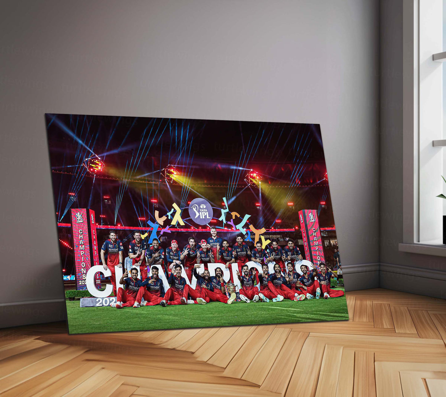 RCB Champion Celebration Metal Poster | IPL 2026 Trophy Winning Cricket Wall Art for Fans 02