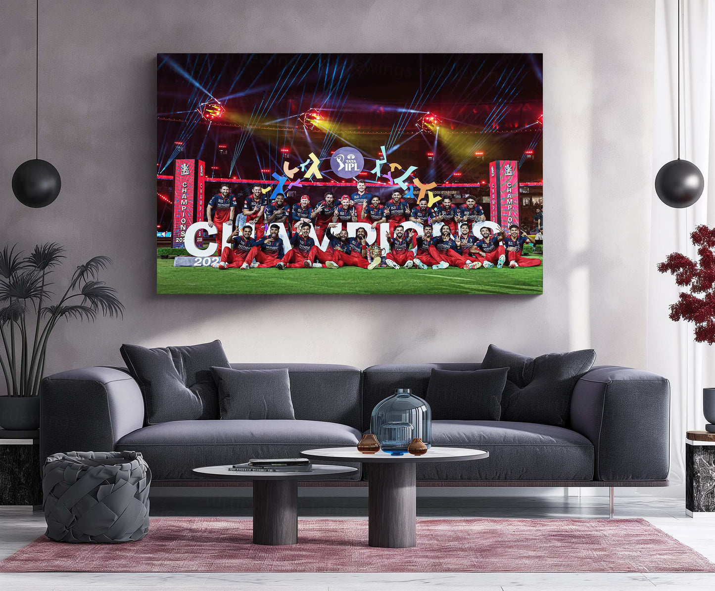 RCB Champion Celebration Metal Poster | IPL 2026 Trophy Winning Cricket Wall Art for Fans 02