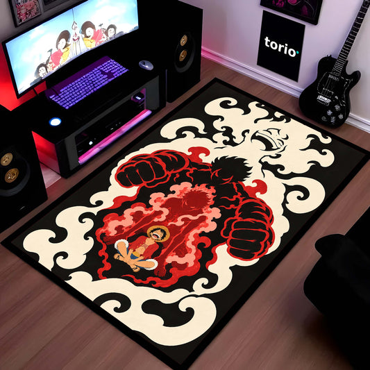 One Piece Monkey D. Luffy Gear 4 Flat Area Flat Rug | Boundman Haki Transformation Anime Design | Premium Anti-Slip Flat Rug