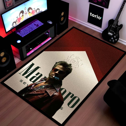 Fight Club Tyler Durden Area Flat Rug | Vintage Movie Poster Inspired Area Flat Rug | Premium Cinematic Room Decor Flat Rug