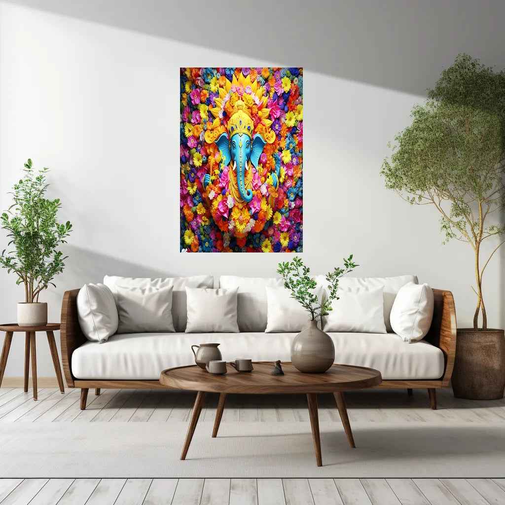 Ganpati Metal Poster | Lord Ganesha Spiritual Wall Art 3 - TURTLEWINGS
