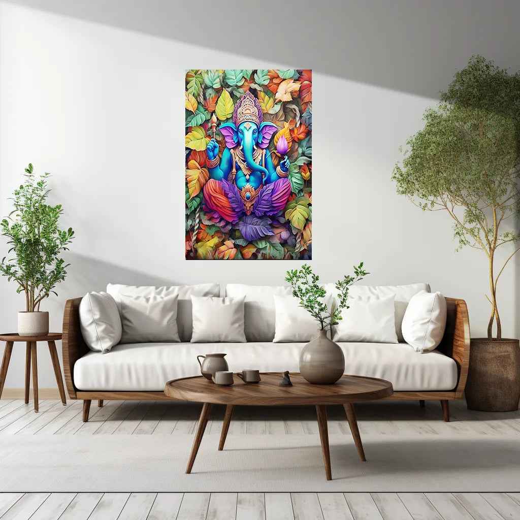 Ganpati Metal Poster | Lord Ganesha Spiritual Wall Art 2 - TURTLEWINGS