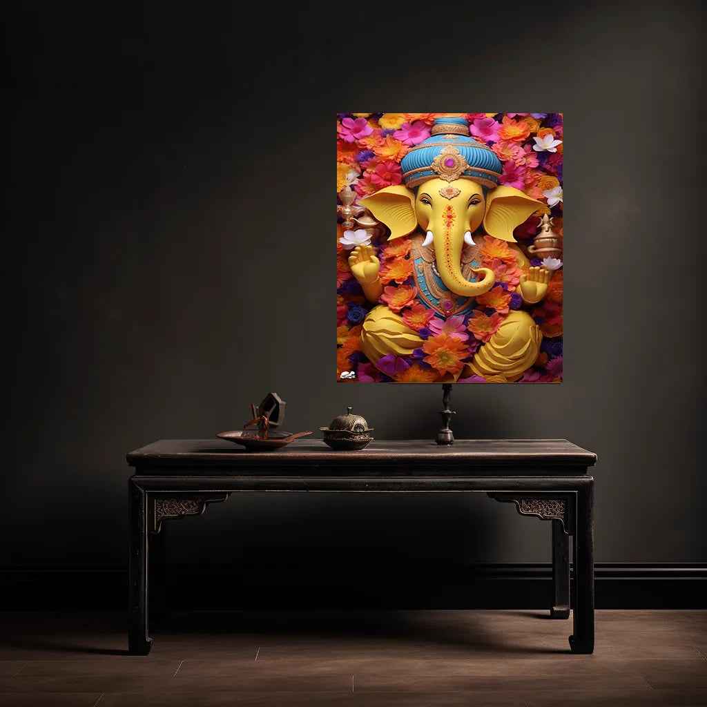 Ganpati Metal Poster | Lord Ganesha Spiritual Wall Art - TURTLEWINGS
