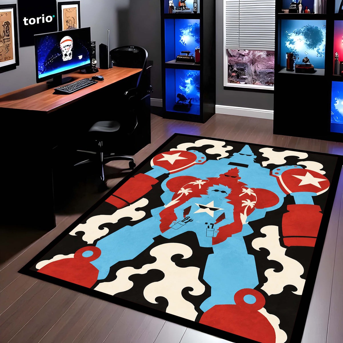 One Piece Franky General Franky Flat Area Flat Rug | Cyborg Robot Transformation Anime Design | Premium Anti-Slip Flat Rug