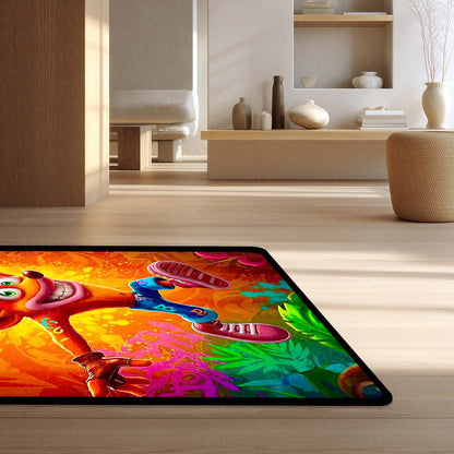 Crash Bandicoot Area Flat Rug | Retro Gaming Area Flat Rug | Premium Cartoon Gaming Room Decor Flat Rug