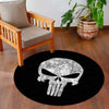 Skull Emblem Circular Floor Mat (3 mm Thick) | Dark Minimal Round Flat Rug for Gaming Room, Bedroom & Man Cave Decor | TORIO
