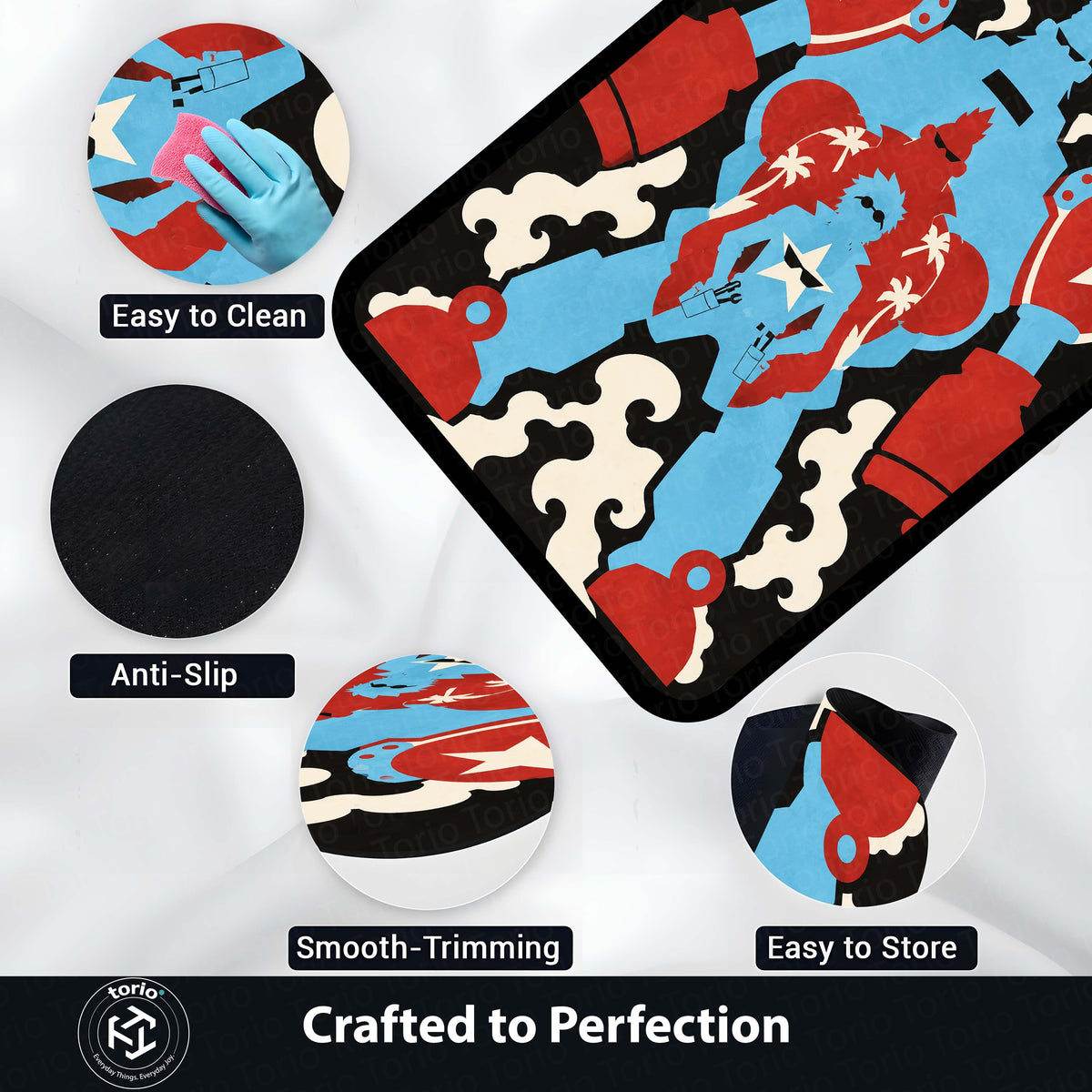 One Piece Franky General Franky Flat Area Flat Rug | Cyborg Robot Transformation Anime Design | Premium Anti-Slip Flat Rug