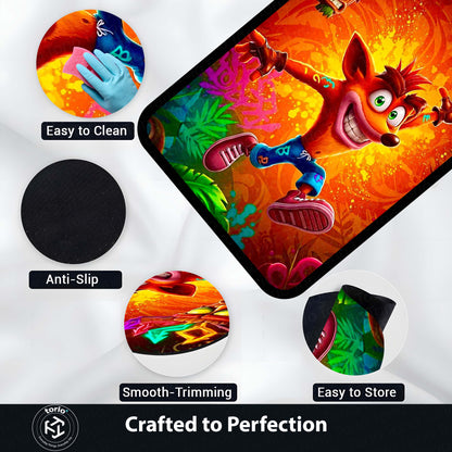 Crash Bandicoot Area Flat Rug | Retro Gaming Area Flat Rug | Premium Cartoon Gaming Room Decor Flat Rug