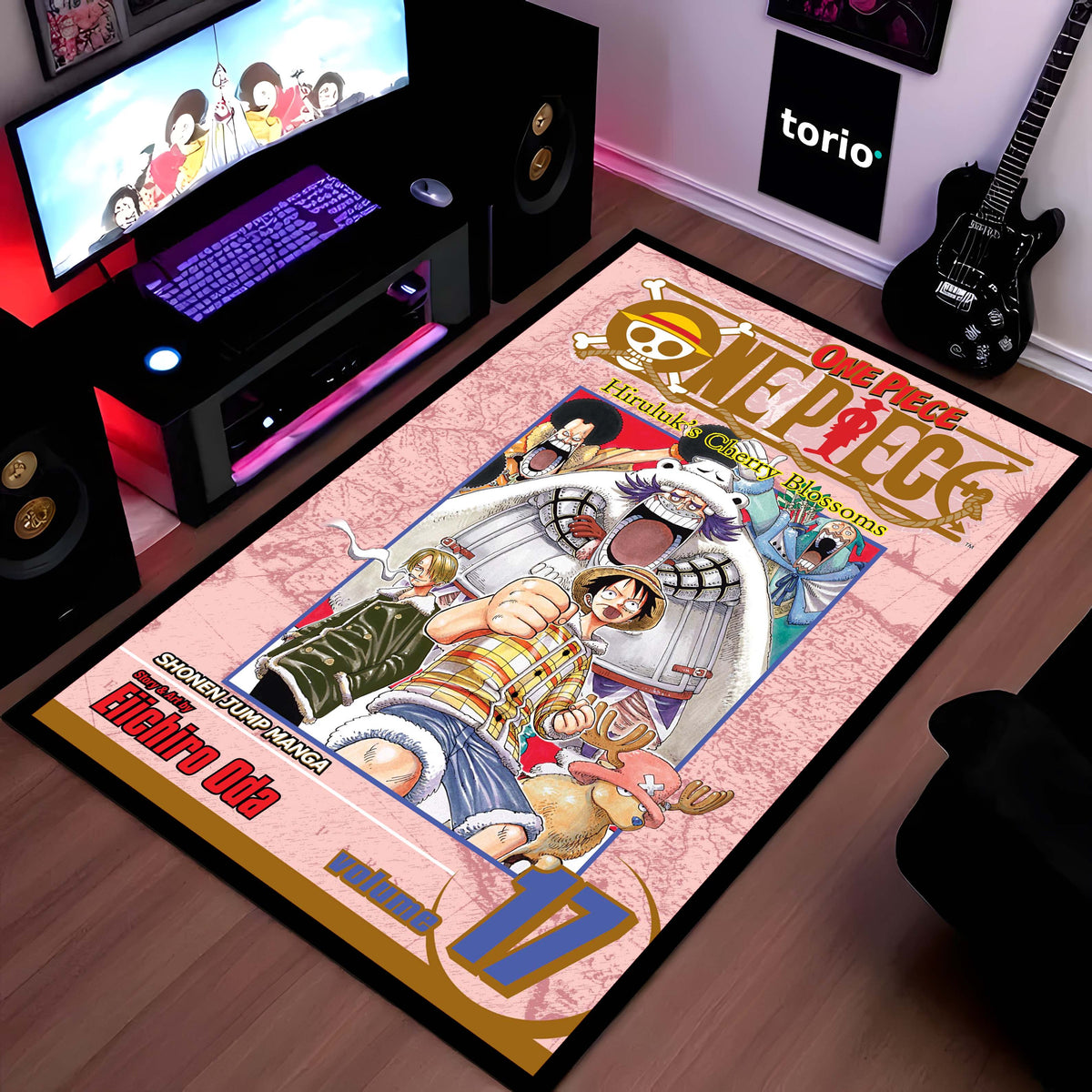 One Piece Monkey D. Luffy Floor Mat | Manga Cover Anime Flat Rug | Anti-Slip 3mm Absorbent Floor Mat for Gaming Room, Bedroom & Otaku Setup