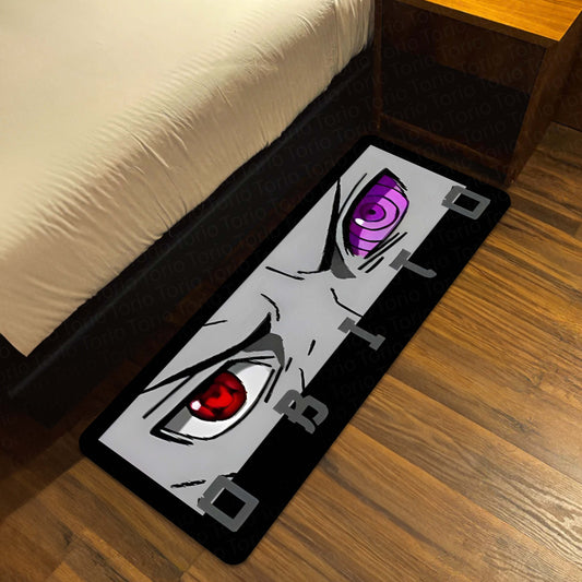 Obito Uchiha Sharingan & Rinnegan Eye Anime Floor Mat | Anti-Slip Printed Flat Rug for Bedroom, Gaming Room & Anime Decor | TORIO