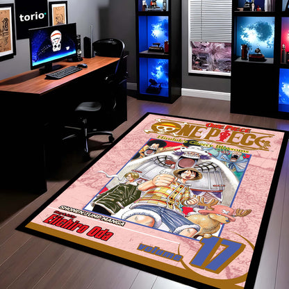 One Piece Monkey D. Luffy Floor Mat | Manga Cover Anime Flat Rug | Anti-Slip 3mm Absorbent Floor Mat for Gaming Room, Bedroom & Otaku Setup