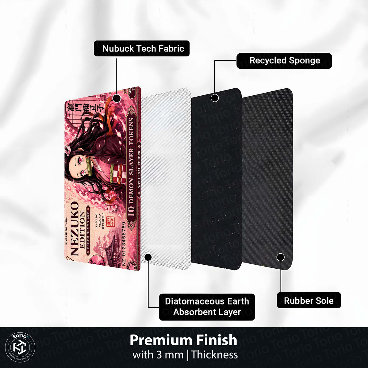 Demon Slayer Nezuko Kamado Flat Rug | Japanese Anime Currency Note Design | Premium Anti-Slip Flat Rug