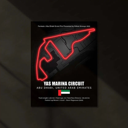 LED | 🏁 Yas Marina Circuit Neon LED Metal Poster – Glowing Abu Dhabi F1 Track Wall Art - TURTLEWINGS