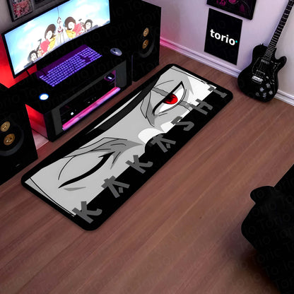 Naruto Kakashi Sharingan Eye Floor Mat | Dark Anime Eye Art Flat Rug | Anti-Slip 3mm Absorbent Floor Mat for Bathroom, Bedroom, Gaming Room & Otaku Decor