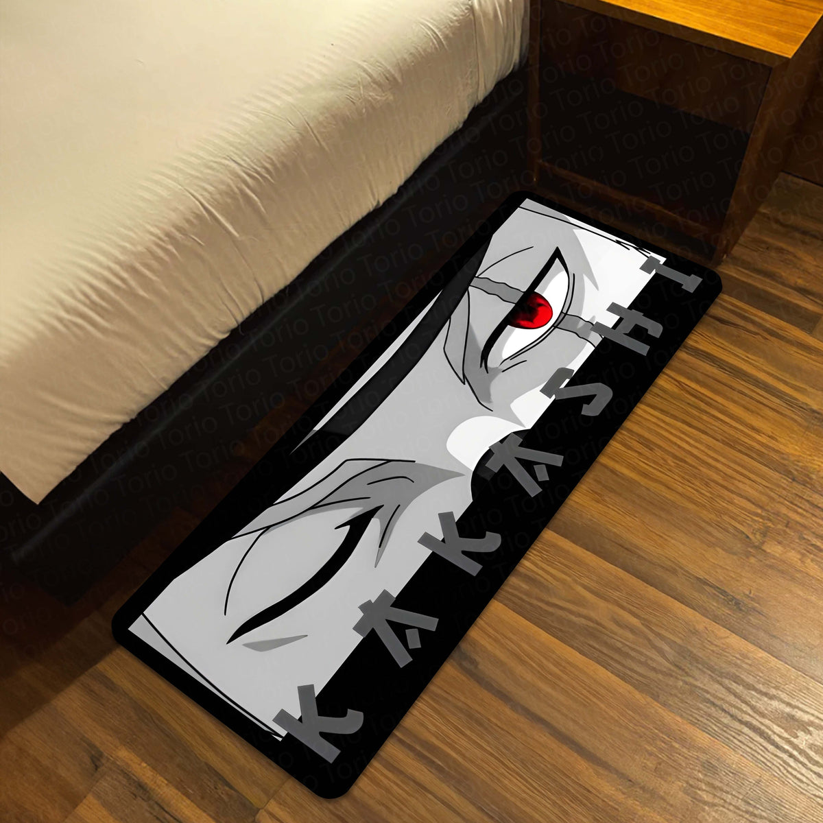 Naruto Kakashi Sharingan Eye Floor Mat | Dark Anime Eye Art Flat Rug | Anti-Slip 3mm Absorbent Floor Mat for Bathroom, Bedroom, Gaming Room & Otaku Decor