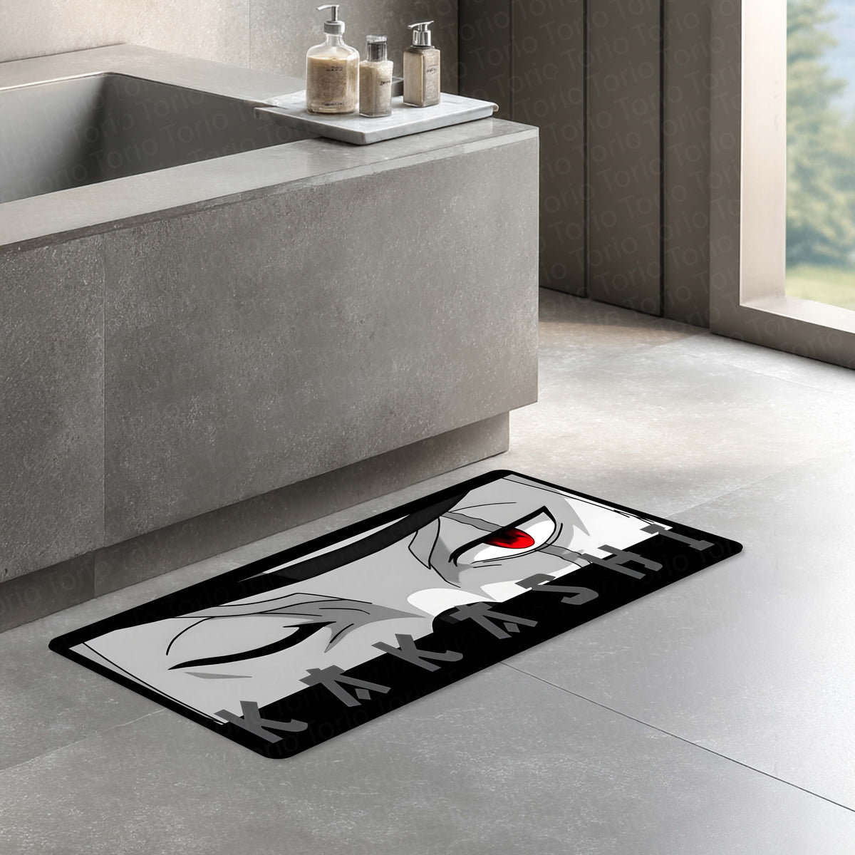 Naruto Kakashi Sharingan Eye Floor Mat | Dark Anime Eye Art Flat Rug | Anti-Slip 3mm Absorbent Floor Mat for Bathroom, Bedroom, Gaming Room & Otaku Decor