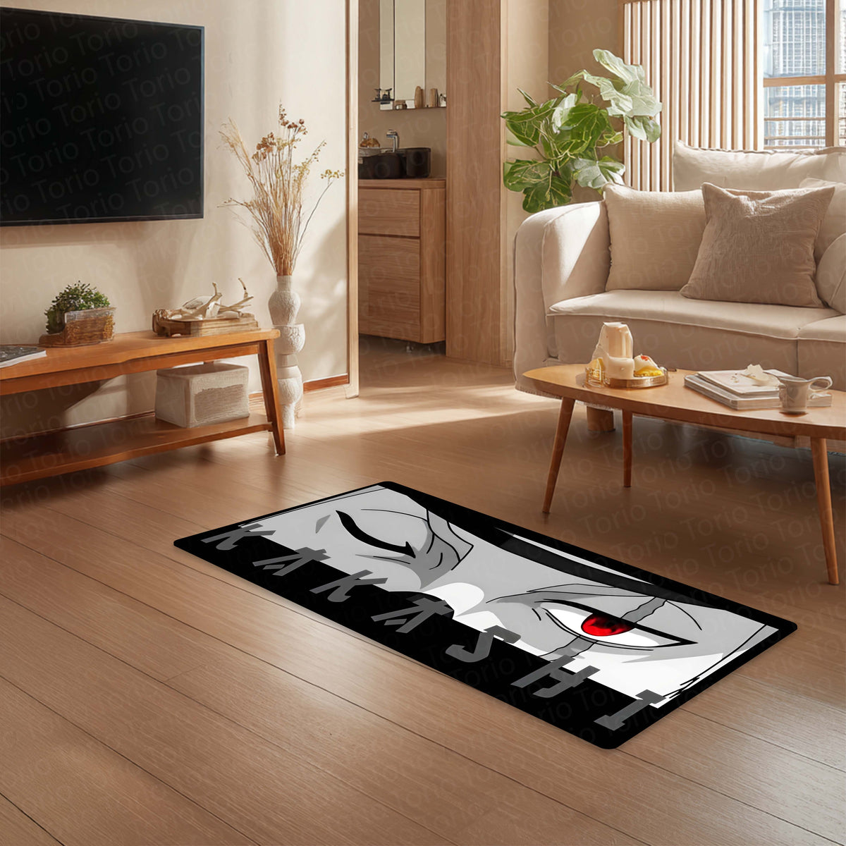 Naruto Kakashi Sharingan Eye Floor Mat | Dark Anime Eye Art Flat Rug | Anti-Slip 3mm Absorbent Floor Mat for Bathroom, Bedroom, Gaming Room & Otaku Decor
