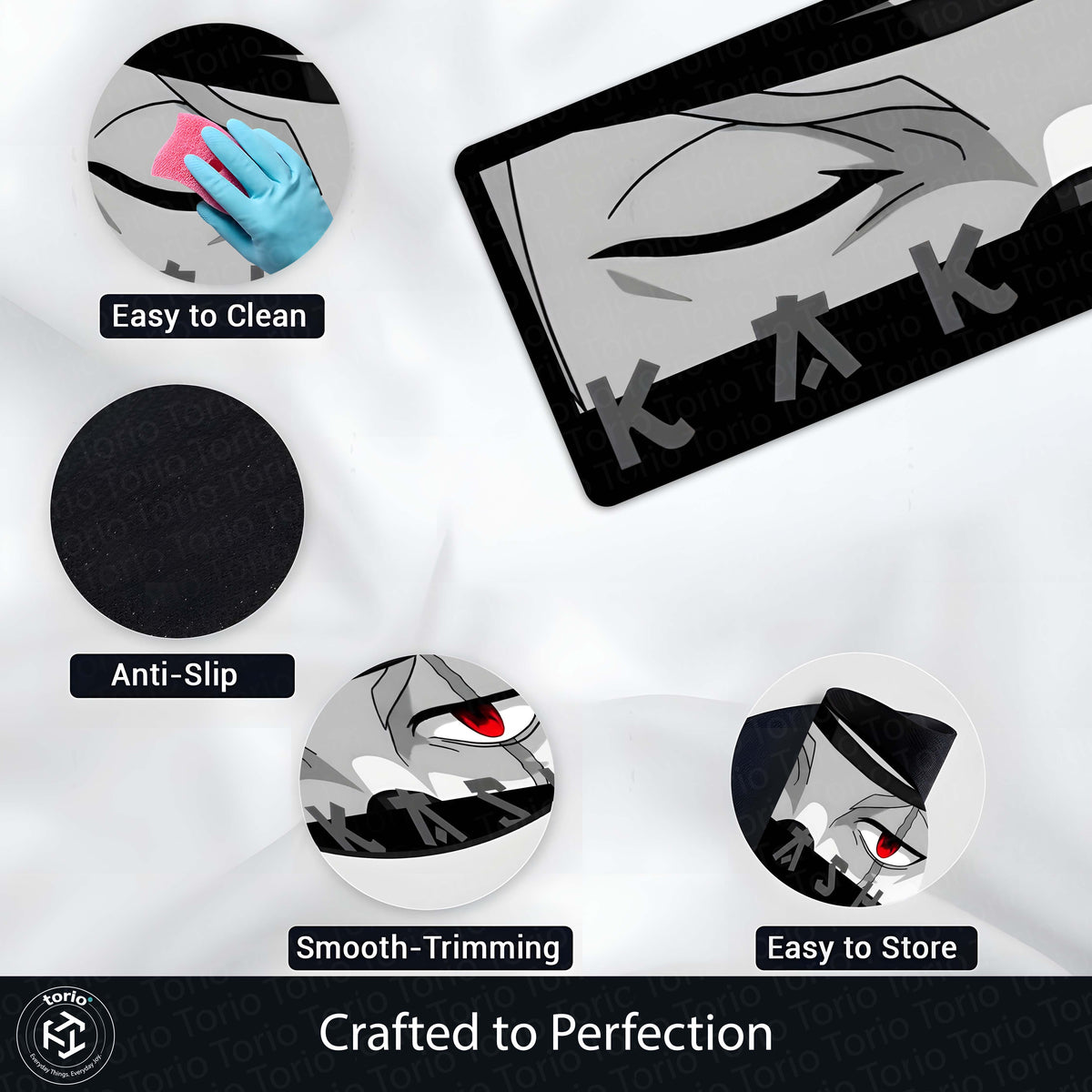 Naruto Kakashi Sharingan Eye Floor Mat | Dark Anime Eye Art Flat Rug | Anti-Slip 3mm Absorbent Floor Mat for Bathroom, Bedroom, Gaming Room & Otaku Decor