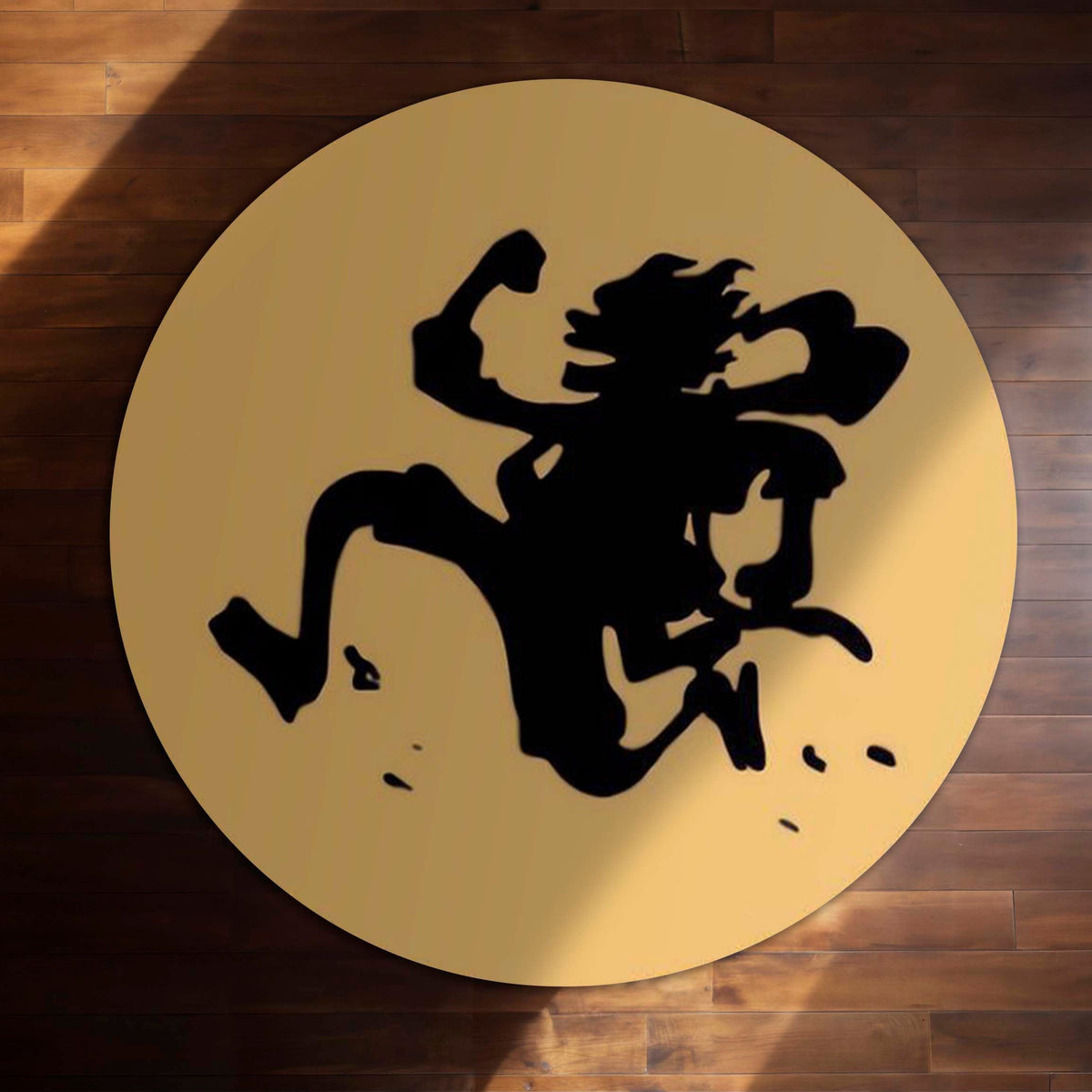Monkey D. Luffy Silhouette Circular Floor Mat (3 mm Thick) | Minimal Anime Round Flat Rug for Bedroom, Gaming Room & Otaku Decor | TORIO