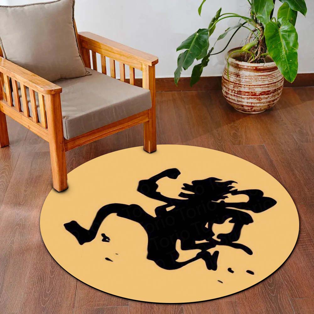 Monkey D. Luffy Silhouette Circular Floor Mat (3 mm Thick) | Minimal Anime Round Flat Rug for Bedroom, Gaming Room & Otaku Decor | TORIO