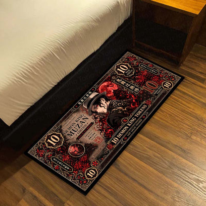 Demon Slayer Muzan Kibutsuji Flat Rug | Japanese Anime Currency Note Design | Premium Anti-Slip Flat Rug