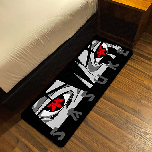 Sasuke Uchiha Sharingan Eye Anime Floor Mat | Anti-Slip Printed Flat Rug for Bedroom, Gaming Room & Anime Decor | TORIO