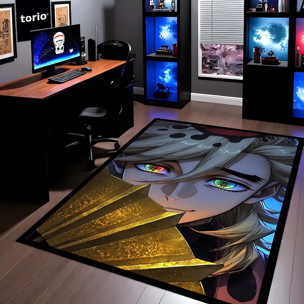 Upper Moon Demon Area Flat Rug | Anime Villain Area Flat Rug | Premium Manga-Inspired Gaming & Bedroom Decor Flat Rug