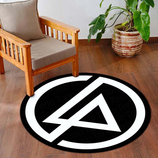 Linkin Park Logo Circular Floor Mat (3 mm Thick) | Anti-Slip Printed Round Flat Rug for Bedroom, Studio, Gaming Room & Music Decor | TORIO