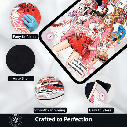 One Piece Manga Collage Floor Mat | Luffy Straw Hat Pirates Anime Flat Rug | Anti-Slip 3mm Absorbent Floor Mat for Gaming Room, Bedroom & Otaku Setup