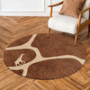 Rustic Giraffe Round Area Flat Rug | African Safari Tree Silhouette Floor Mat | Earth Tone Wildlife Round Carpet for Living Room, Bedroom, Reading Corner & Nature Inspired Decor
