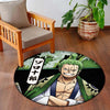 Roronoa Zoro Circular Floor Mat (3 mm Thick) | One Piece Anime Round Flat Rug with Samurai Aesthetic for Bedroom, Gaming Room & Otaku Home Decor | TORIO