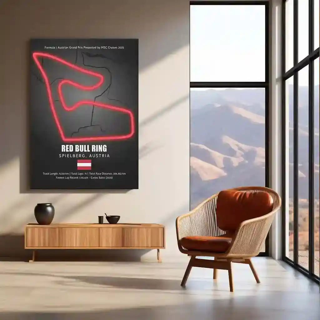 LED | Red Bull Ring Neon LED Metal Poster – Glowing Austria F1 Circuit Wall Art - TURTLEWINGS