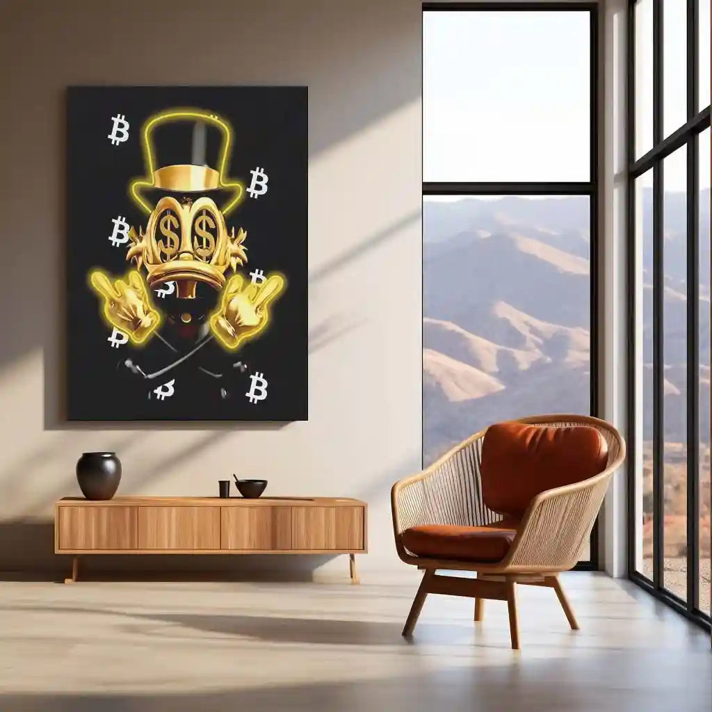 Crypto Rich Duck Neon LED Frame | Bitcoin Money Aesthetic Wall Art | Hustle & Wealth Decor - TURTLEWINGS
