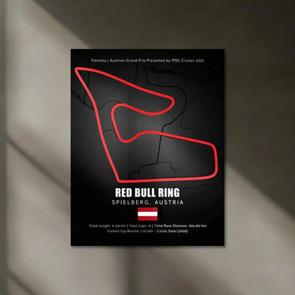 LED | Red Bull Ring Neon LED Metal Poster – Glowing Austria F1 Circuit Wall Art - TURTLEWINGS