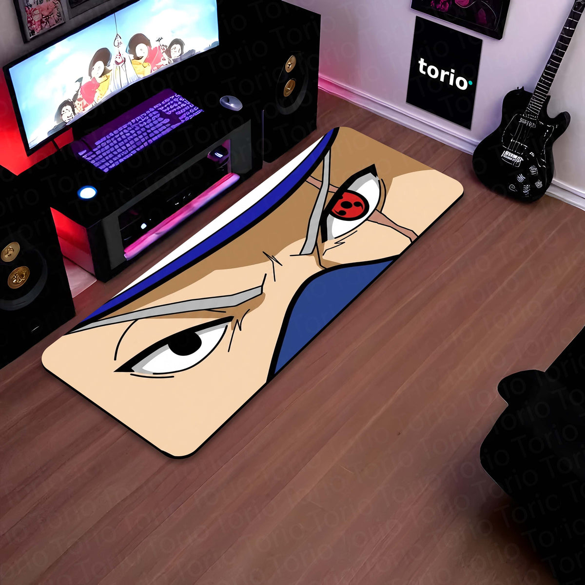 Kakashi Hatake Sharingan Eye Anime Floor Mat | Anti-Slip Printed Flat Rug for Bedroom, Gaming Room & Anime Decor | TORIO