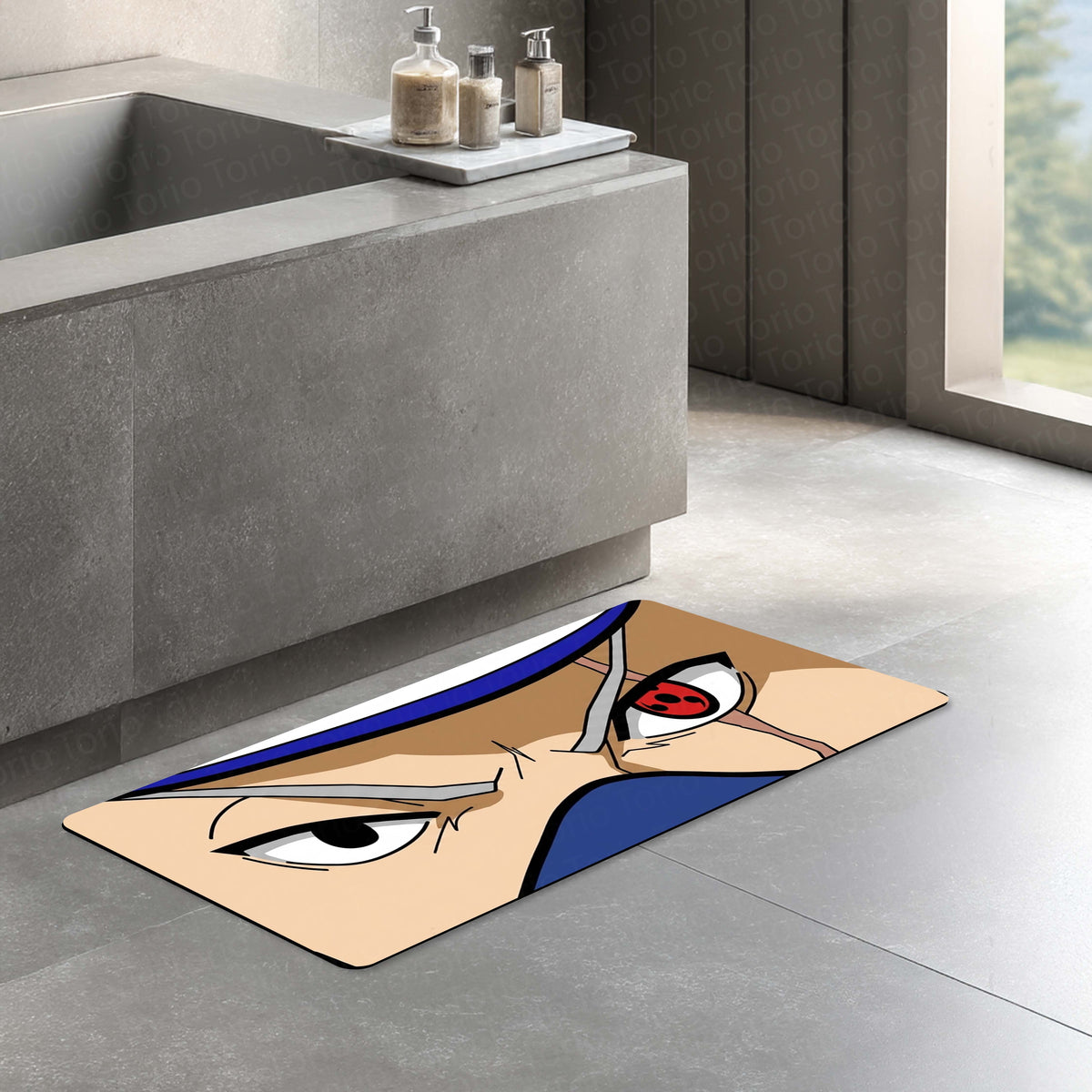 Kakashi Hatake Sharingan Eye Anime Floor Mat | Anti-Slip Printed Flat Rug for Bedroom, Gaming Room & Anime Decor | TORIO
