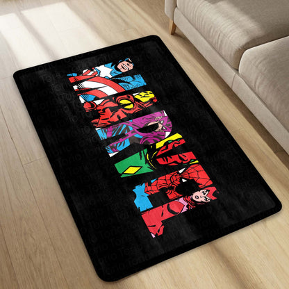 Marvel Avengers Superheroes Floor Mat | Iron Man Captain America Spider-Man Comic Flat Rug | Anti-Slip 3mm Absorbent Floor Mat for Gaming Room, Bedroom & Fan Cave