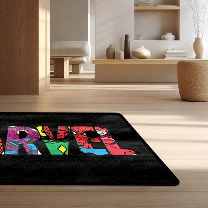 Marvel Avengers Superheroes Floor Mat | Iron Man Captain America Spider-Man Comic Flat Rug | Anti-Slip 3mm Absorbent Floor Mat for Gaming Room, Bedroom & Fan Cave