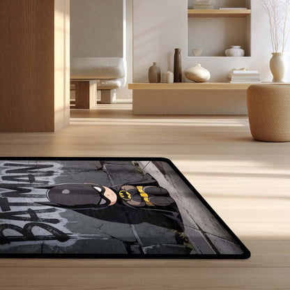 Cute Batman Chibi Area Flat Rug | Batman Superhero Area Flat Rug | Premium DC-Inspired Gaming Room Decor Flat Rug