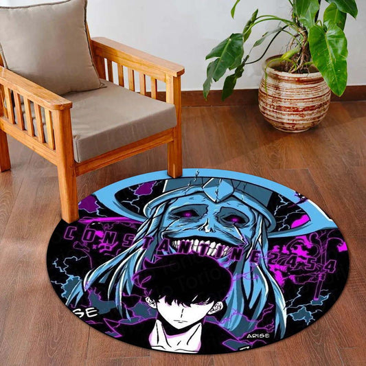 Sung Jinwoo Solo Leveling Circular Floor Mat (3 mm Thick) | Dark Anime Inspired Round Flat Rug for Gaming Room, Bedroom, Studio & Otaku Decor | TORIO