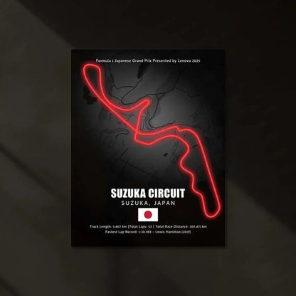 LED | 🇯🇵 Suzuka Circuit Neon LED Metal Poster – Glowing Japanese F1 Track Wall Art - TURTLEWINGS