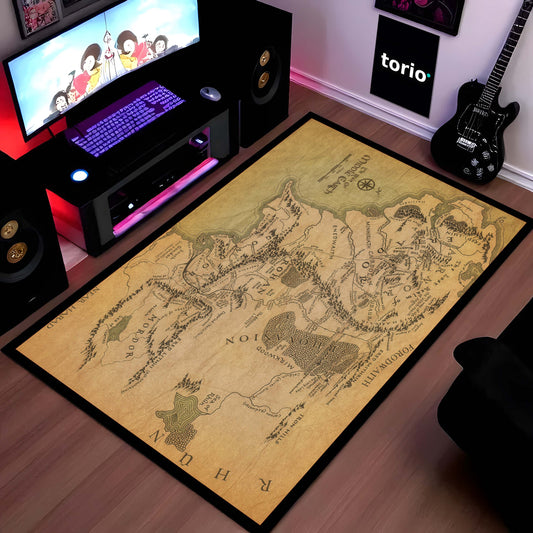 Vintage World Map Floor Mat | Antique Explorer Map Flat Rug | Anti-Slip 3mm Absorbent Floor Mat for Study Room, Gaming Room & Home Decor