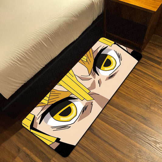 Demon Slayer Zenitsu Eyes Floor Mat | Kimetsu no Yaiba Anime Eye Art Flat Rug | Anti-Slip 3mm Absorbent Floor Mat for Bedroom, Gaming Room & Otaku Decor