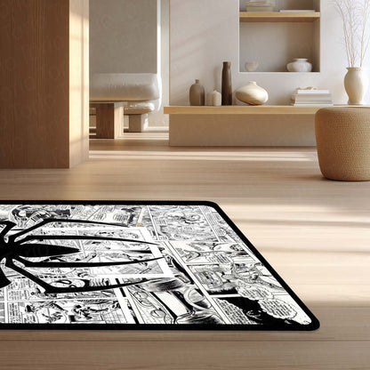 SpiderMan Comic Collage Floor Mat | Black & White Marvel Spider Art Flat Rug | Anti-Slip 3mm Absorbent Floor Mat for Gaming Room, Bedroom & Fan Cave