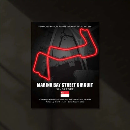 LED | 🌃 Marina Bay Street Circuit Neon LED Metal Poster – Singapore Night Race Glowing Wall Art - TURTLEWINGS