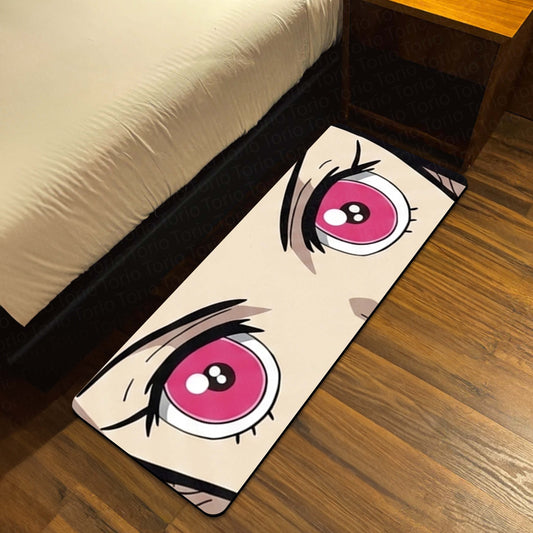 Anime Pink Eyes Floor Mat | Cute Kawaii Anime Eye Art Flat Rug | Anti-Slip 3mm Absorbent Floor Mat for Bedroom, Gaming Room, Bathroom & Otaku Decor