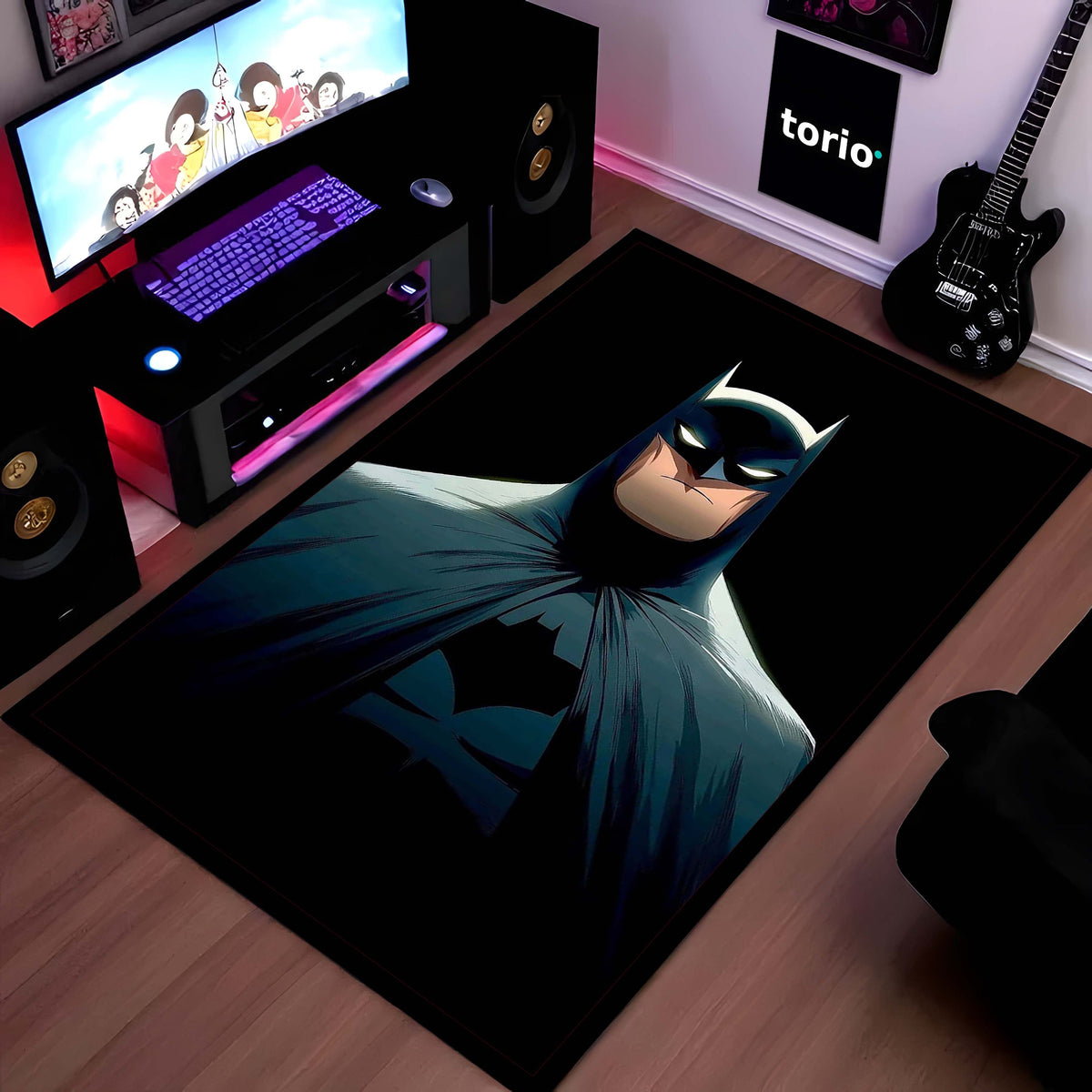 Batman Dark Knight Area Flat Rug | Batman Superhero Area Flat Rug | Premium DC-Inspired Gaming Room Decor Flat Rug