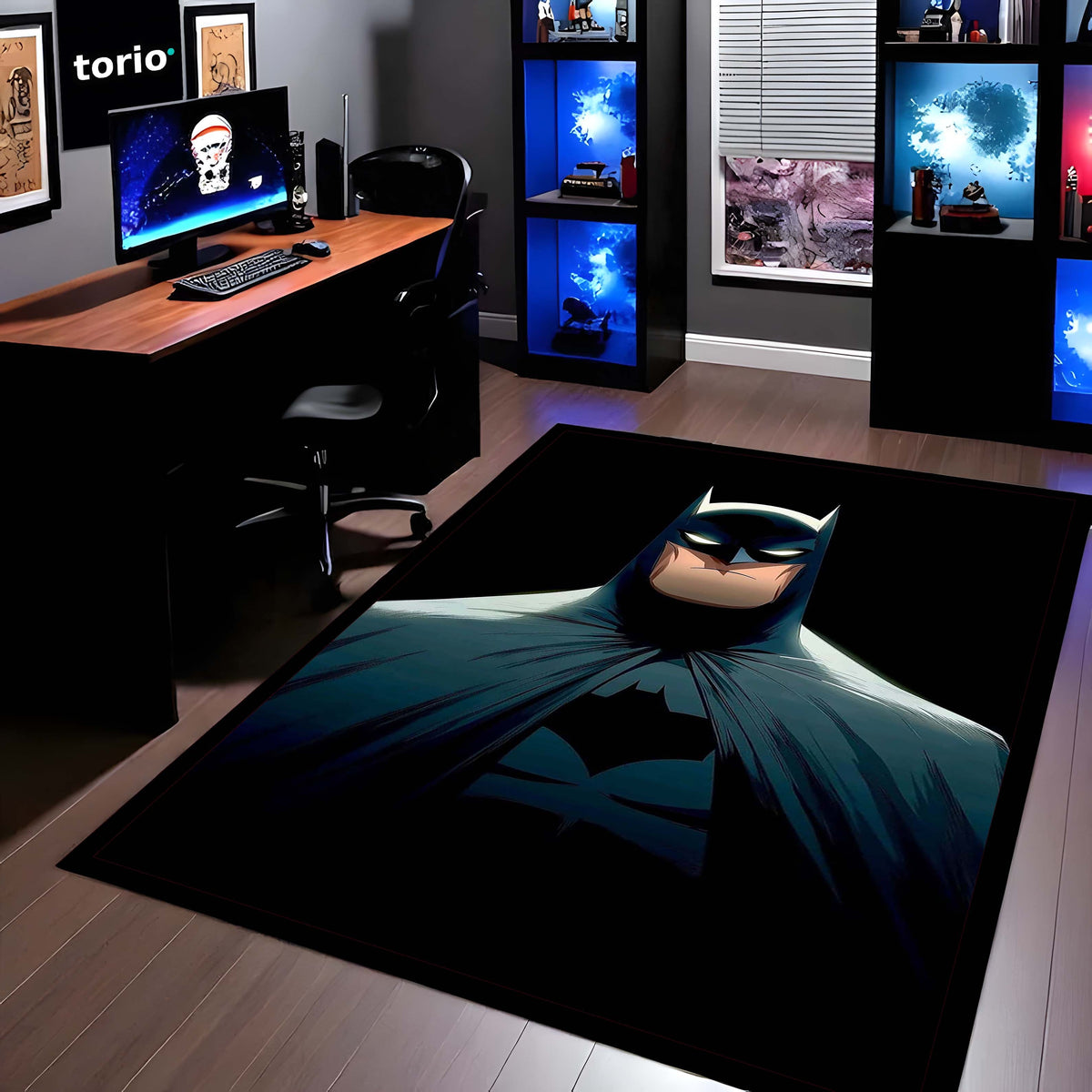Batman Dark Knight Area Flat Rug | Batman Superhero Area Flat Rug | Premium DC-Inspired Gaming Room Decor Flat Rug