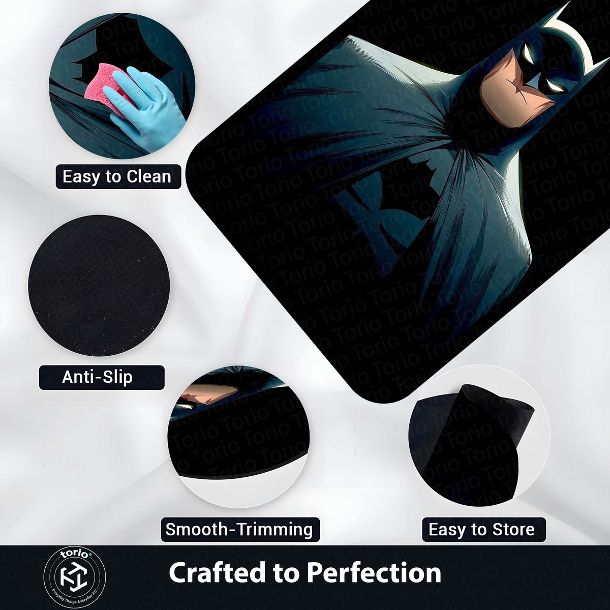 Batman Dark Knight Area Flat Rug | Batman Superhero Area Flat Rug | Premium DC-Inspired Gaming Room Decor Flat Rug